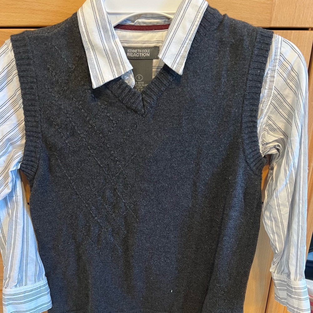 Boys size 5 vest & dress shirt